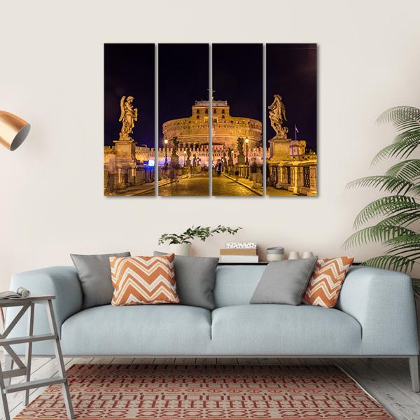 Castel Sant'Angelo Rome Canvas Wall Art-4 Horizontal-Gallery Wrap-34" x 24"-Tiaracle