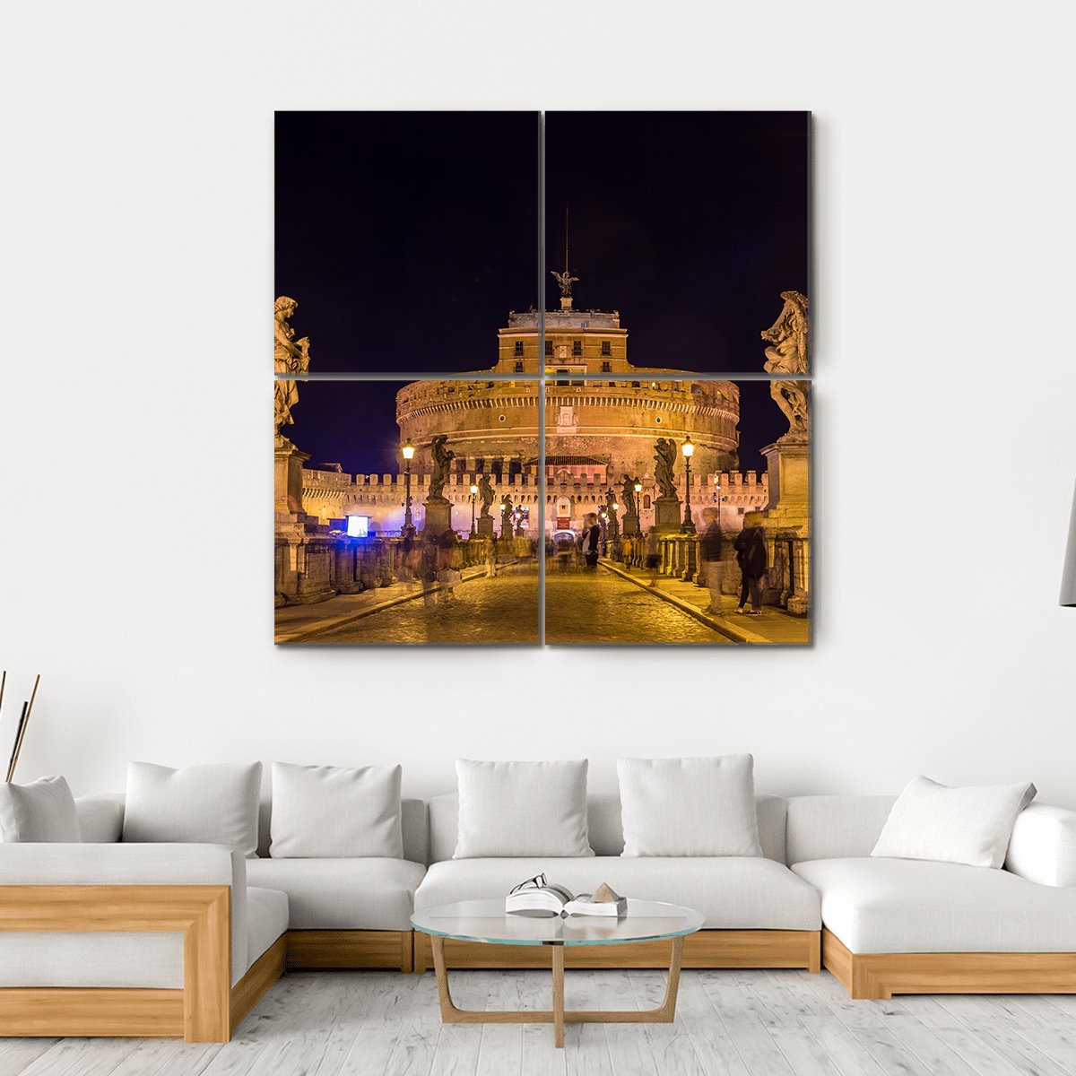 Castel Sant'Angelo Rome Canvas Wall Art-4 Square-Gallery Wrap-17" x 17"-Tiaracle