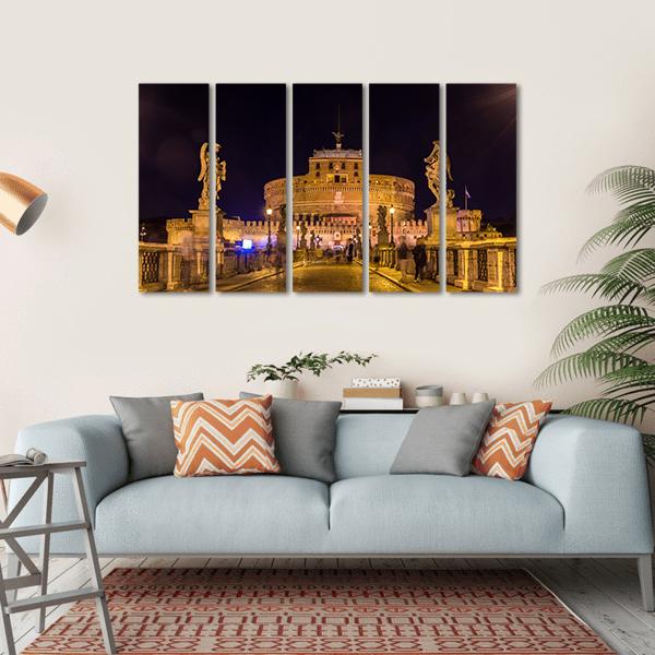 Castel Sant'Angelo Rome Canvas Wall Art-5 Horizontal-Gallery Wrap-22" x 12"-Tiaracle