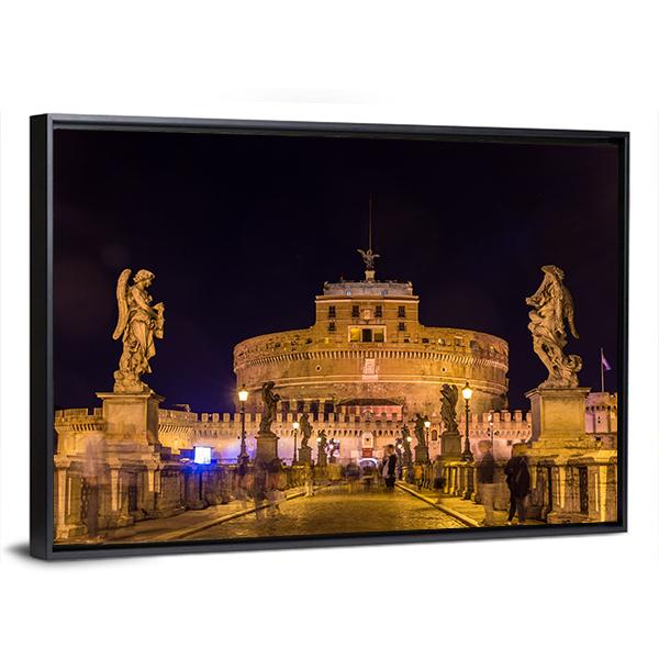 Castel Sant'Angelo Rome Canvas Wall Art-3 Horizontal-Gallery Wrap-25" x 16"-Tiaracle