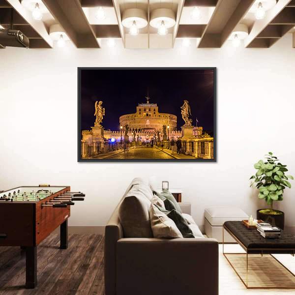 Castel Sant'Angelo Rome Canvas Wall Art-5 Horizontal-Gallery Wrap-22" x 12"-Tiaracle