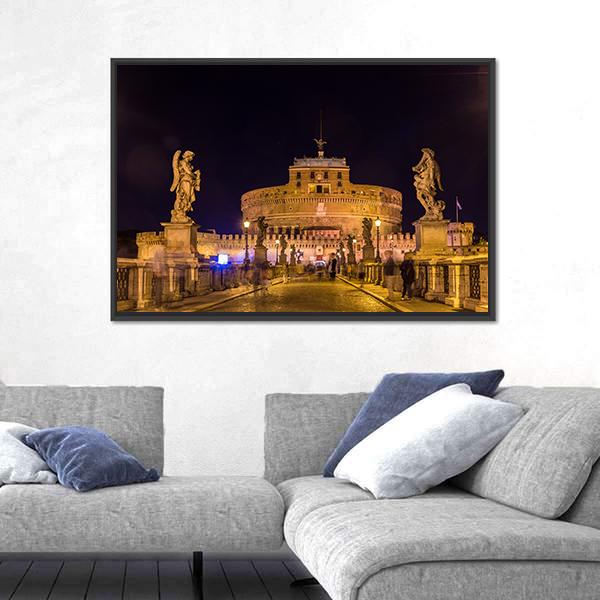 Castel Sant'Angelo Rome Canvas Wall Art-3 Horizontal-Gallery Wrap-25" x 16"-Tiaracle