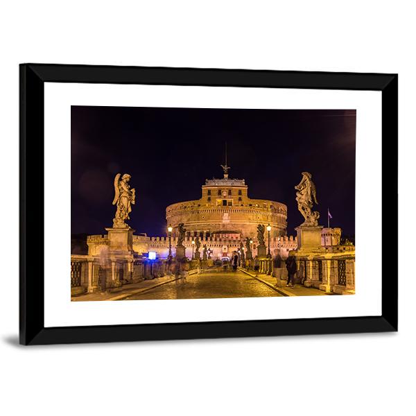 Castel Sant'Angelo Rome Canvas Wall Art-3 Horizontal-Gallery Wrap-25" x 16"-Tiaracle