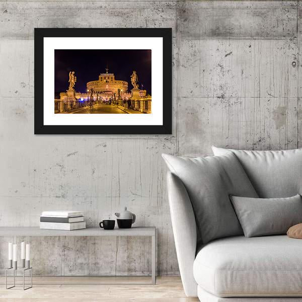Castel Sant'Angelo Rome Canvas Wall Art-3 Horizontal-Gallery Wrap-25" x 16"-Tiaracle