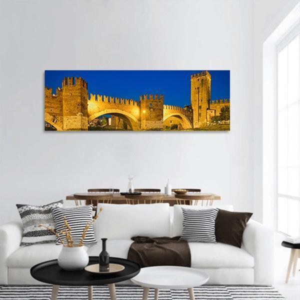 Castelvecchio Bridge Panoramic Canvas Wall Art-1 Piece-36" x 12"-Tiaracle