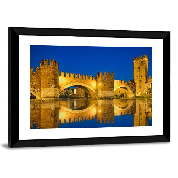 Castelvecchio Bridge Canvas Wall Art-5 Horizontal-Gallery Wrap-22" x 12"-Tiaracle