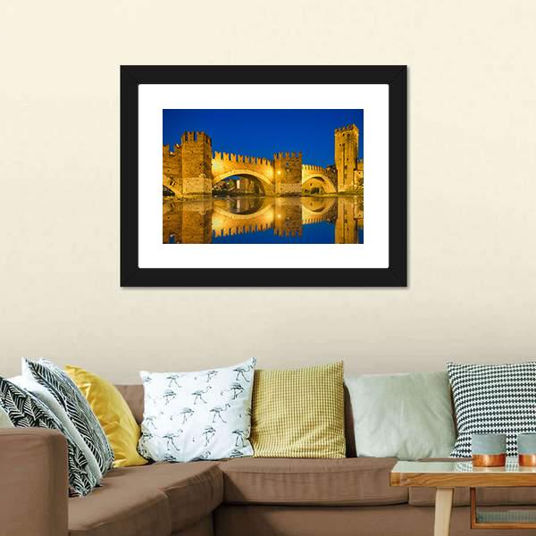 Castelvecchio Bridge Canvas Wall Art-5 Horizontal-Gallery Wrap-22" x 12"-Tiaracle