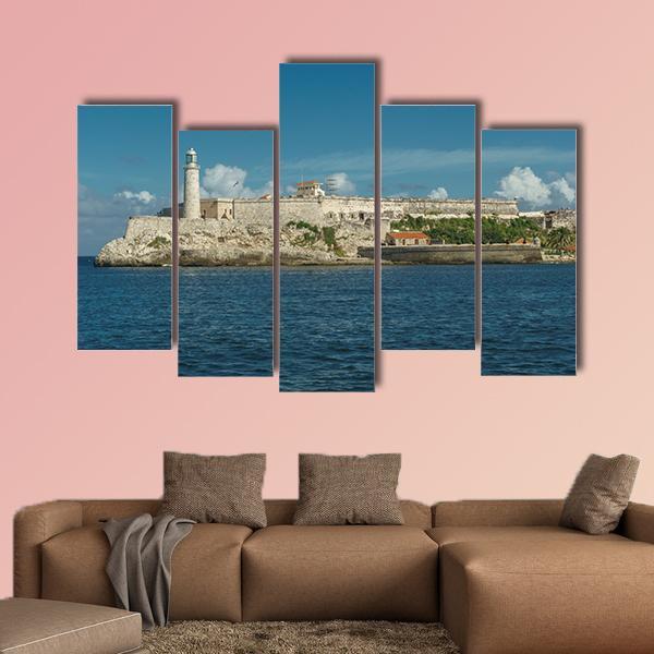 Castillo del Morro In Havana Cuba Canvas Wall Art-5 Pop-Gallery Wrap-47" x 32"-Tiaracle