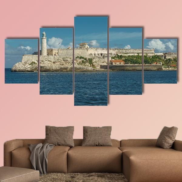 Castillo del Morro In Havana Cuba Canvas Wall Art-5 Pop-Gallery Wrap-47" x 32"-Tiaracle