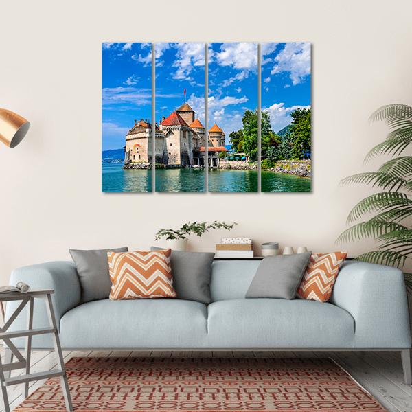 Castle Chillon Canvas Wall Art-4 Horizontal-Gallery Wrap-34" x 24"-Tiaracle