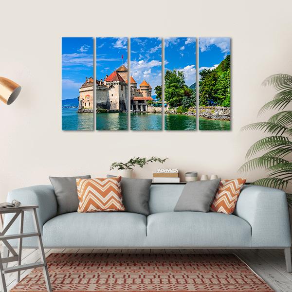 Castle Chillon Canvas Wall Art-5 Horizontal-Gallery Wrap-22" x 12"-Tiaracle