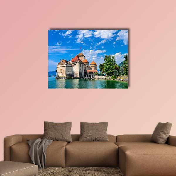 Castle Chillon Canvas Wall Art-1 Piece-Gallery Wrap-48" x 32"-Tiaracle