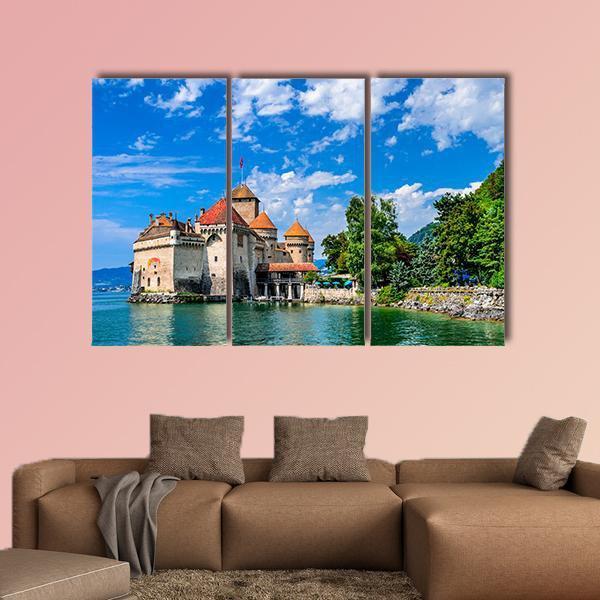 Castle Chillon Canvas Wall Art-3 Horizontal-Gallery Wrap-37" x 24"-Tiaracle