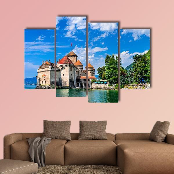 Castle Chillon Canvas Wall Art-4 Pop-Gallery Wrap-50" x 32"-Tiaracle