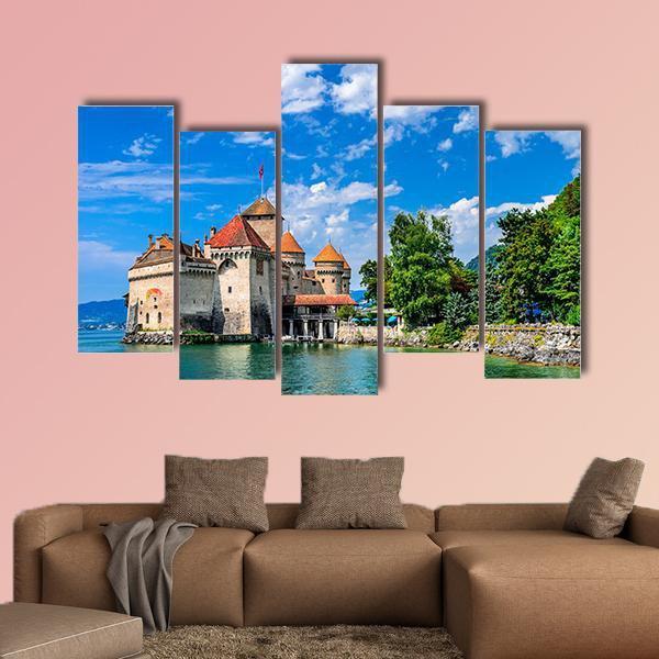 Castle Chillon Canvas Wall Art-5 Pop-Gallery Wrap-47" x 32"-Tiaracle