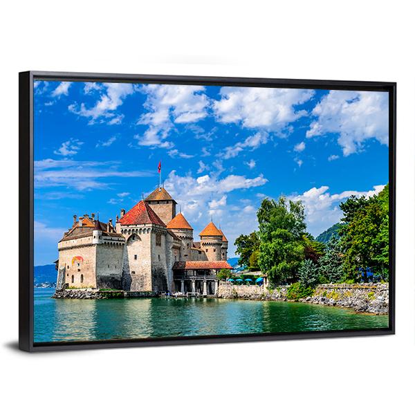 Castle Chillon Canvas Wall Art-3 Horizontal-Gallery Wrap-25" x 16"-Tiaracle