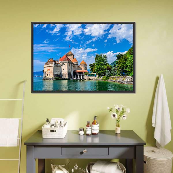 Castle Chillon Canvas Wall Art-3 Horizontal-Gallery Wrap-25" x 16"-Tiaracle