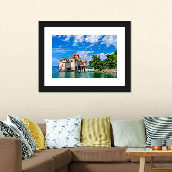 Castle Chillon Canvas Wall Art-3 Horizontal-Gallery Wrap-25" x 16"-Tiaracle