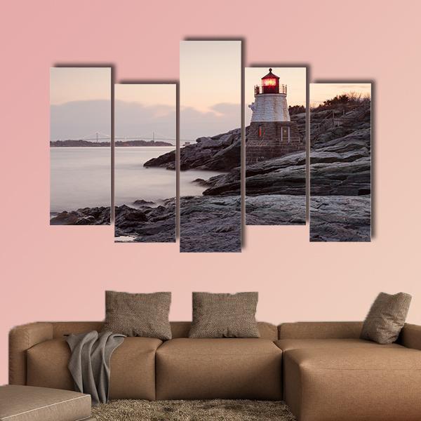 Castle Hill Lighthouse Canvas Wall Art-5 Pop-Gallery Wrap-47" x 32"-Tiaracle