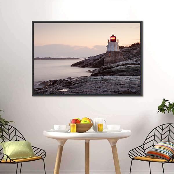 Castle Hill Lighthouse Canvas Wall Art-3 Horizontal-Gallery Wrap-25" x 16"-Tiaracle