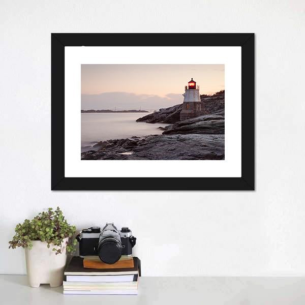 Castle Hill Lighthouse Canvas Wall Art-1 Piece-Framed Print-20" x 16"-Tiaracle