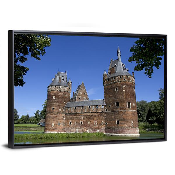 Castle in Beersel Canvas Wall Art-3 Horizontal-Gallery Wrap-25" x 16"-Tiaracle