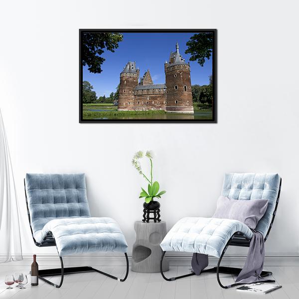 Castle in Beersel Canvas Wall Art-3 Horizontal-Gallery Wrap-25" x 16"-Tiaracle