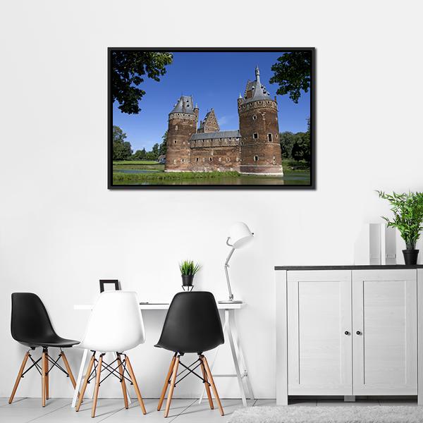 Castle in Beersel Canvas Wall Art-3 Horizontal-Gallery Wrap-25" x 16"-Tiaracle