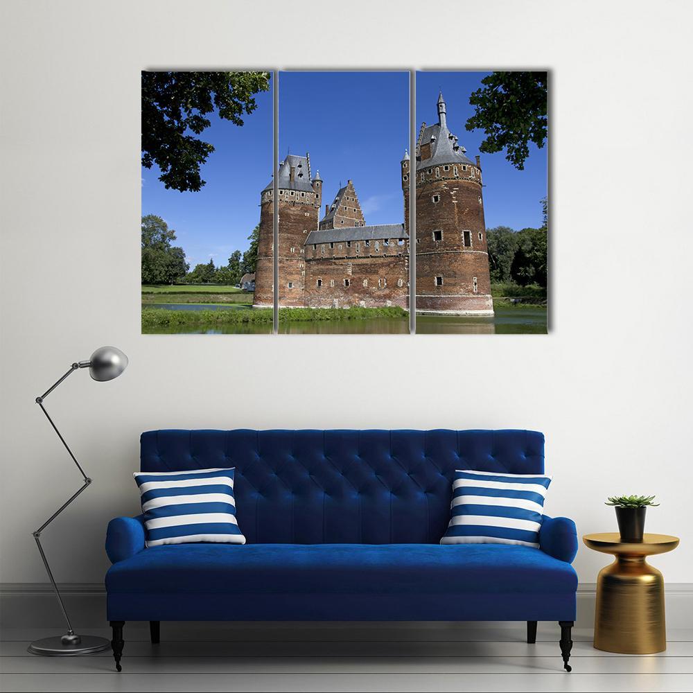 Castle in Beersel Canvas Wall Art-3 Horizontal-Gallery Wrap-37" x 24"-Tiaracle