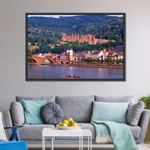 Castle In Heidelberg Canvas Wall Art-3 Horizontal-Gallery Wrap-25" x 16"-Tiaracle