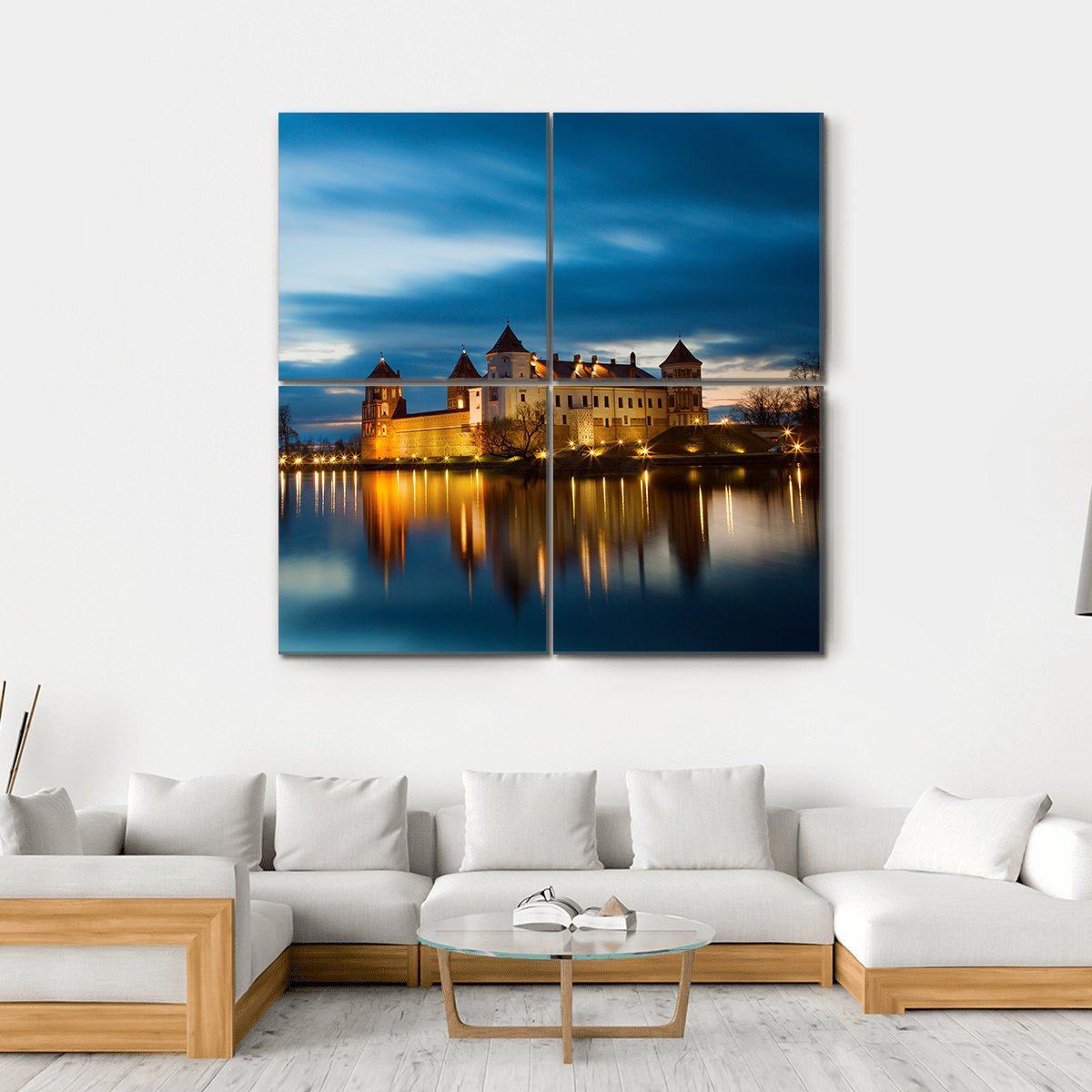 Castle In Mir Belarus Canvas Wall Art-4 Square-Gallery Wrap-17" x 17"-Tiaracle
