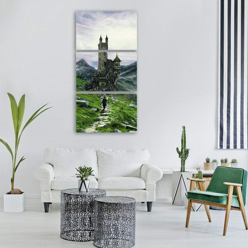 Castle In Mountains Vertical Canvas Wall Art-3 Vertical-Gallery Wrap-12" x 25"-Tiaracle