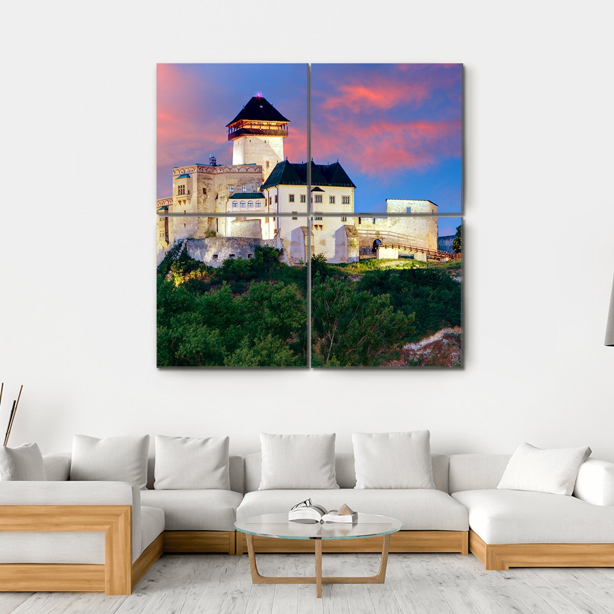 Castle In Trencin Canvas Wall Art-4 Square-Gallery Wrap-17" x 17"-Tiaracle