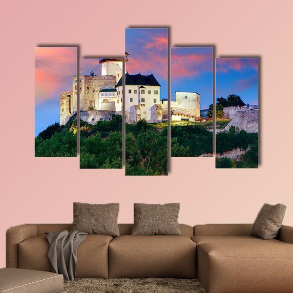 Castle In Trencin Canvas Wall Art-5 Pop-Gallery Wrap-47" x 32"-Tiaracle