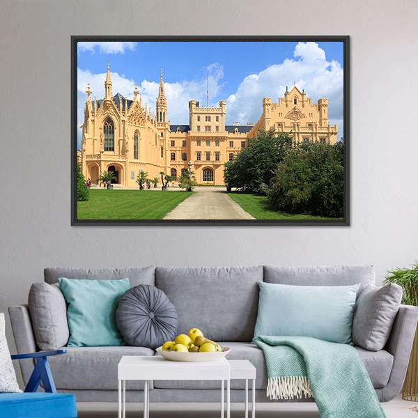 Castle Lednice Canvas Wall Art-1 Piece-Floating Frame-24" x 16"-Tiaracle