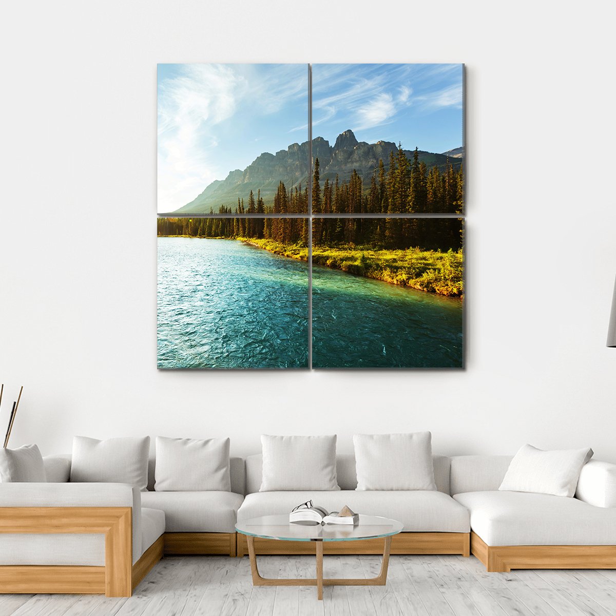 Castle Mountain Canvas Wall Art-4 Square-Gallery Wrap-17" x 17"-Tiaracle