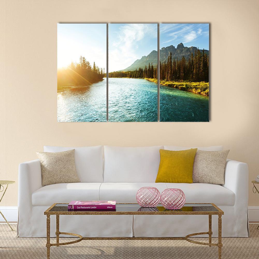 Castle Mountain Canvas Wall Art-3 Horizontal-Gallery Wrap-37" x 24"-Tiaracle