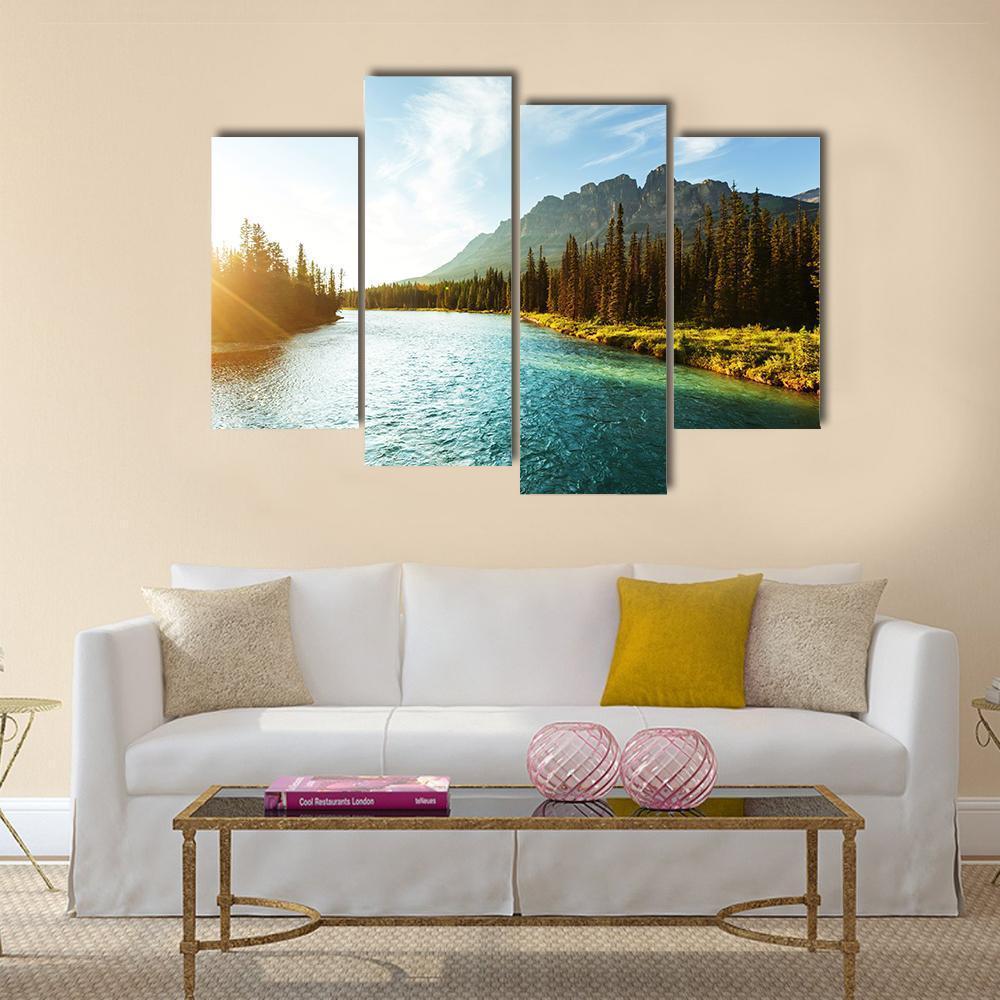Castle Mountain Canvas Wall Art-4 Pop-Gallery Wrap-50" x 32"-Tiaracle