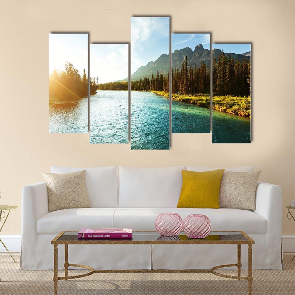 Castle Mountain Canvas Wall Art-5 Pop-Gallery Wrap-47" x 32"-Tiaracle