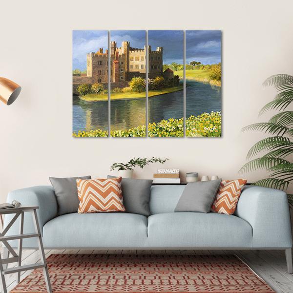 Castle Near Leeds UK Canvas Wall Art-4 Horizontal-Gallery Wrap-34" x 24"-Tiaracle