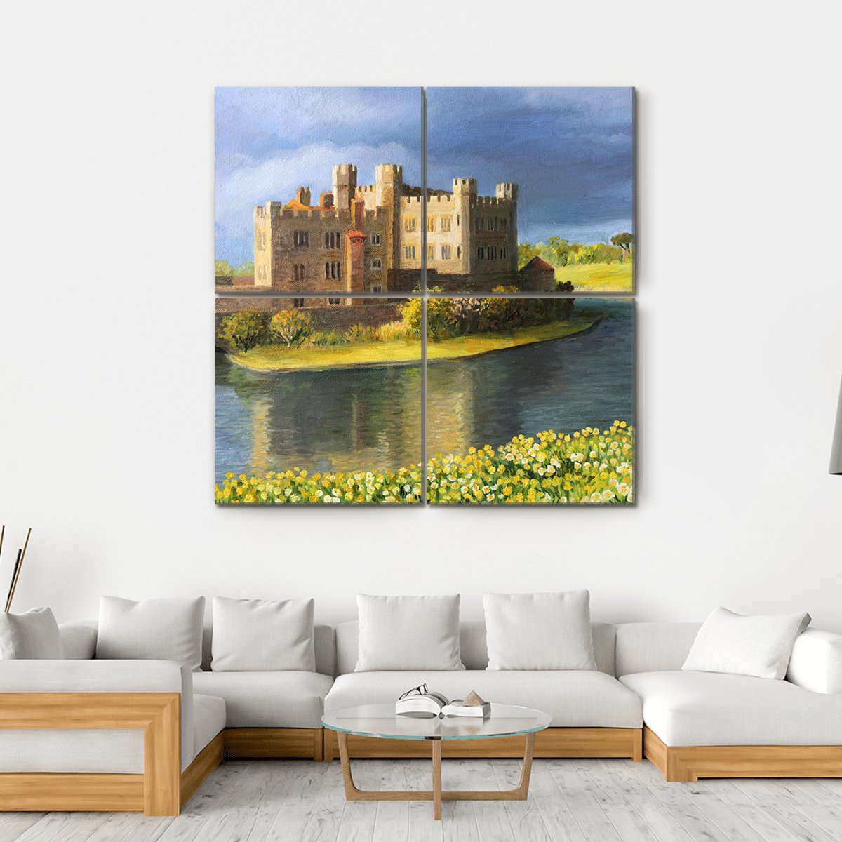 Castle Near Leeds UK Canvas Wall Art-4 Square-Gallery Wrap-17" x 17"-Tiaracle