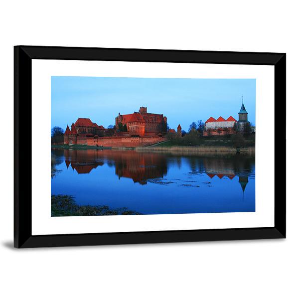 Castle Of The Teutonic Knights And Lake Dusia Panoramic Canvas Wall Art-1 Piece-36" x 12"-Tiaracle