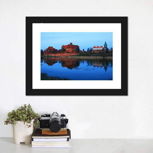 Castle Of The Teutonic Knights And Lake Dusia Panoramic Canvas Wall Art-1 Piece-36" x 12"-Tiaracle