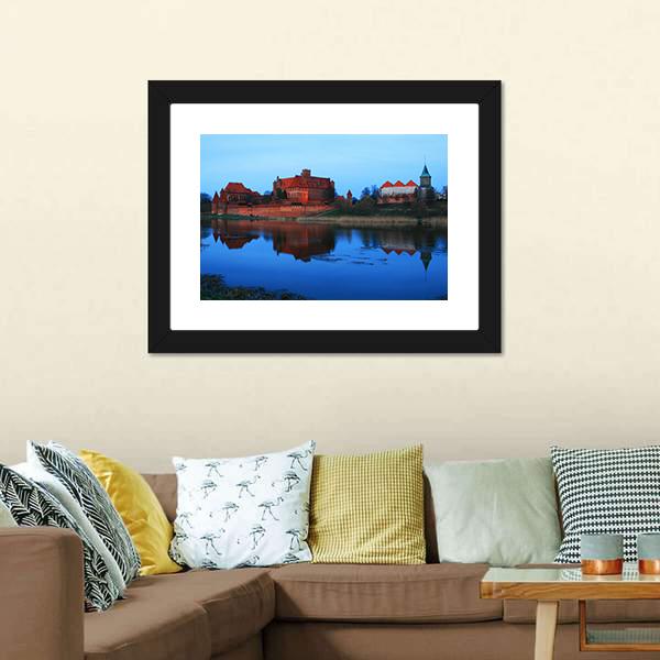 Castle Of The Teutonic Knights And Lake Dusia Panoramic Canvas Wall Art-1 Piece-36" x 12"-Tiaracle