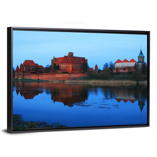 Castle Of The Teutonic Knights And Lake Dusia Panoramic Canvas Wall Art-1 Piece-36" x 12"-Tiaracle