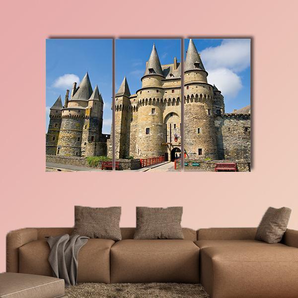Castle of Vitr In Brittany France Canvas Wall Art-3 Horizontal-Gallery Wrap-37" x 24"-Tiaracle