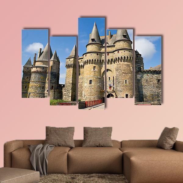Castle of Vitr In Brittany France Canvas Wall Art-5 Pop-Gallery Wrap-47" x 32"-Tiaracle