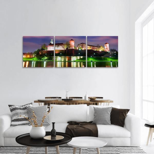 Wawel Castle Panoramic Canvas Wall Art-3 Piece-25" x 08"-Tiaracle