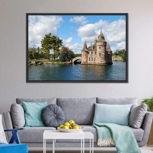 Castle On Heart Island Canvas Wall Art-1 Piece-Floating Frame-24" x 16"-Tiaracle