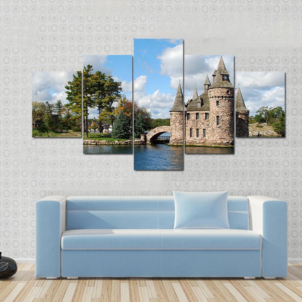 Castle On Heart Island Canvas Wall Art-5 Star-Gallery Wrap-62" x 32"-Tiaracle